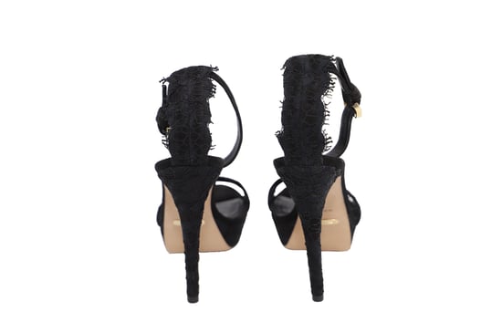 Burberry Polesden 120 Platform Sandals with Lace in Black Suede - Image 3