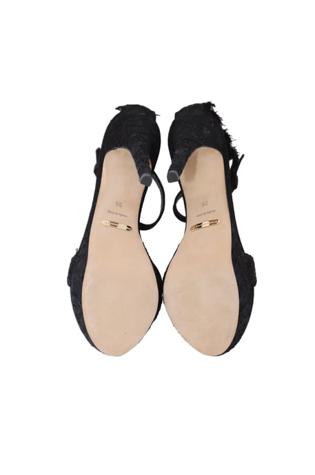 Burberry Polesden 120 Platform Sandals with Lace in Black Suede - Image 4
