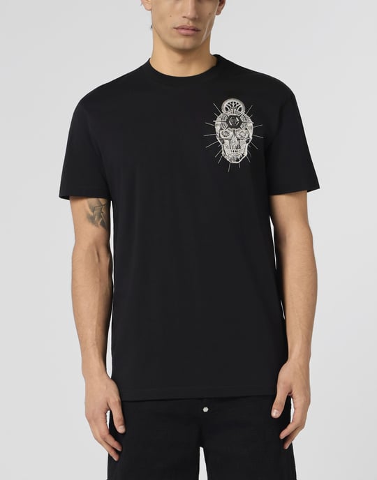 Round Neck T-Shirt Chest Embroidery Skull - Image 2