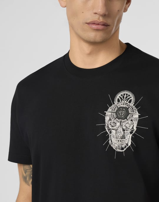 Round Neck T-Shirt Chest Embroidery Skull - Image 3