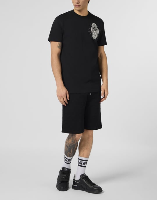 Round Neck T-Shirt Chest Embroidery Skull - Image 4