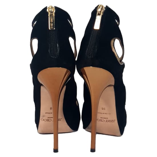 Jimmy Choo Cut-Out Sandal Heels in Black Suede - Image 3