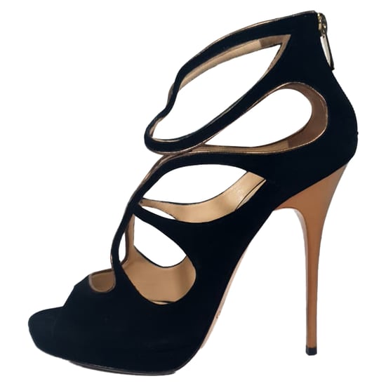 Jimmy Choo Cut-Out Sandal Heels in Black Suede - Image 4
