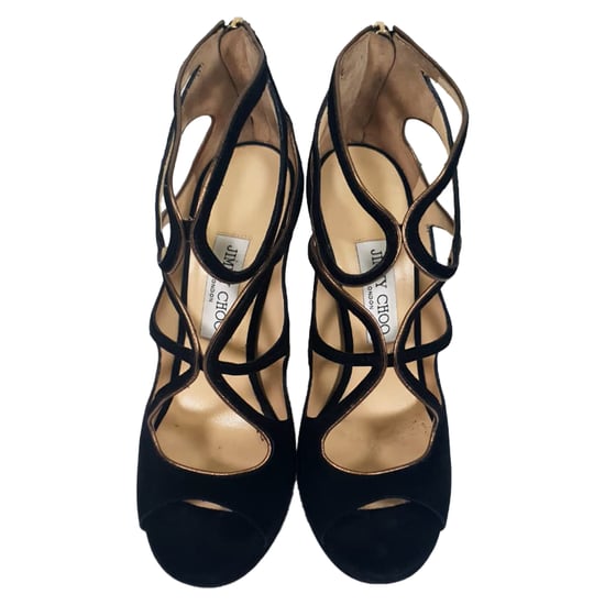 Jimmy Choo Cut-Out Sandal Heels in Black Suede - Image 5