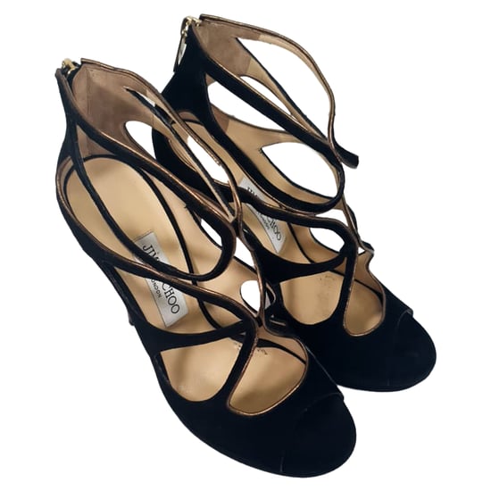 Jimmy Choo Cut-Out Sandal Heels in Black Suede - Image 6