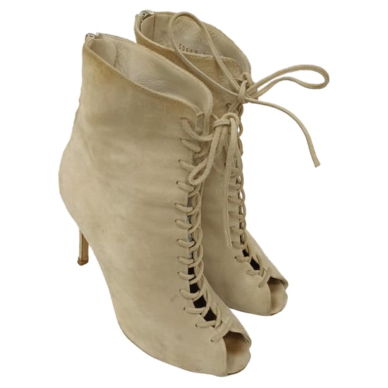Gianvito Rossi Lace-Up Ankle Boots in Beige Suede - Image 6