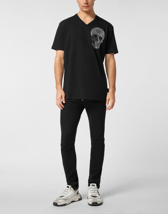 T-Shirt V-Hals Korta Ärmar Skalle - Image 5