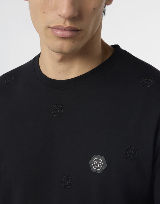 Embroidered Round Neck T-Shirt Monogram Monogram Monogram - Image 3