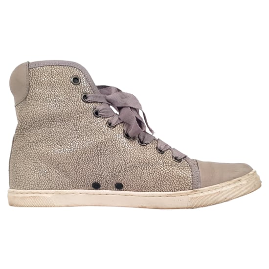 Lanvin hoge sneakers met textuur in beige leer - Image 1