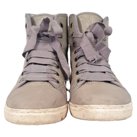Lanvin hoge sneakers met textuur in beige leer - Image 2