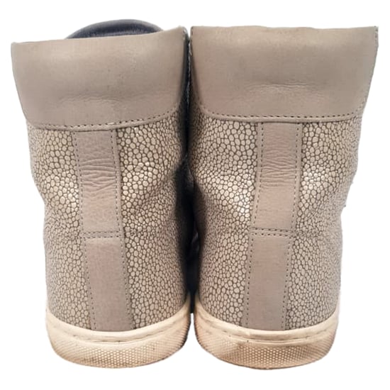 Lanvin hoge sneakers met textuur in beige leer - Image 3