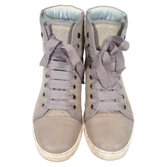 Lanvin hoge sneakers met textuur in beige leer - Image 5
