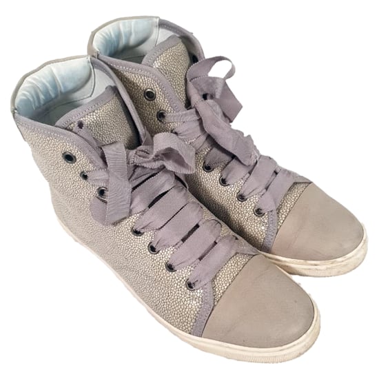 Lanvin hoge sneakers met textuur in beige leer - Image 6
