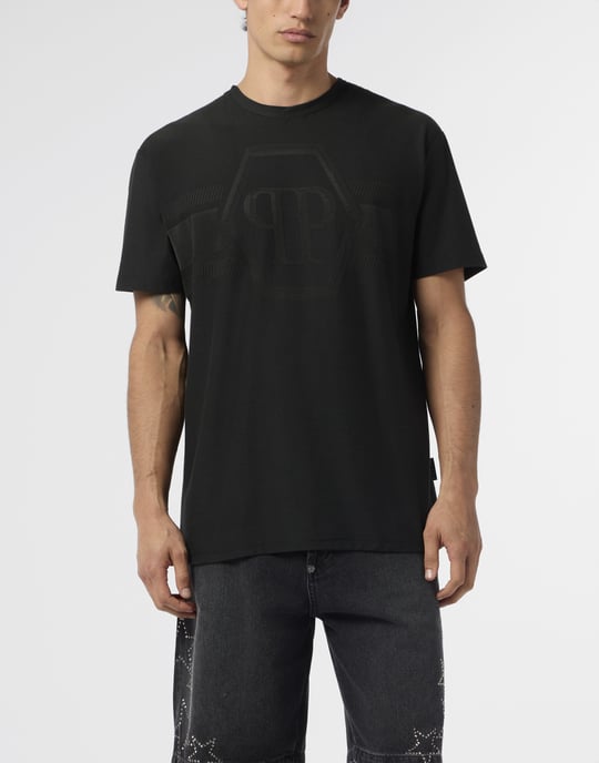 Round Neck T-Shirt Jacquard Hexagon Line - Image 2
