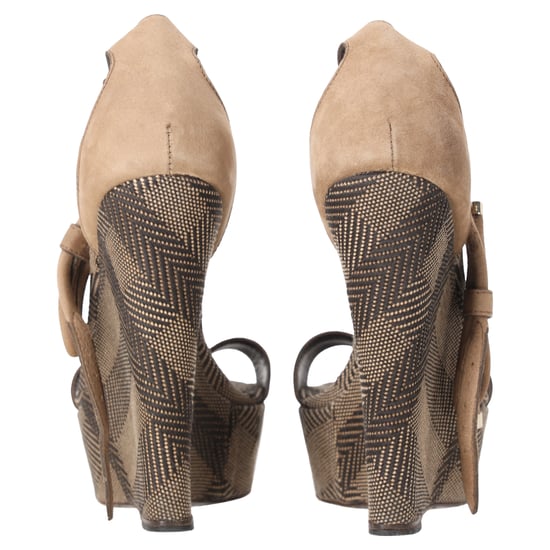 Burberry Bow T-Strap Wedge Sandals in Brown Leather - Image 3