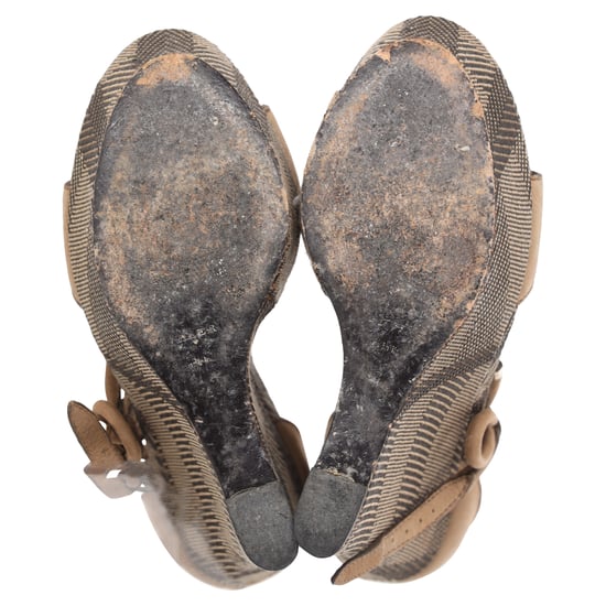 Burberry Bow T-Strap Wedge Sandals in Brown Leather - Image 5