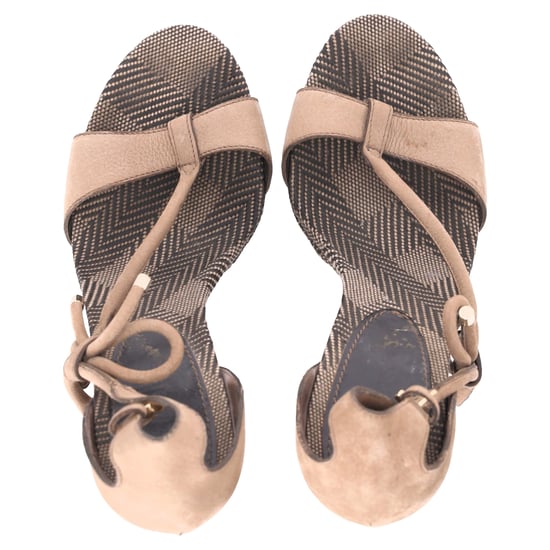 Burberry Bow T-Strap Wedge Sandals in Brown Leather - Image 6