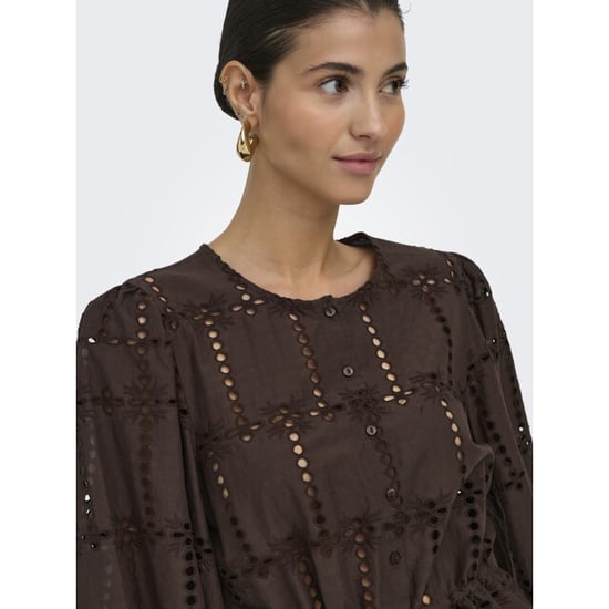 Jacqueline de Yong jojo 3/4 anglaise shirt wvn 15377530 chocolate brown - Image 4