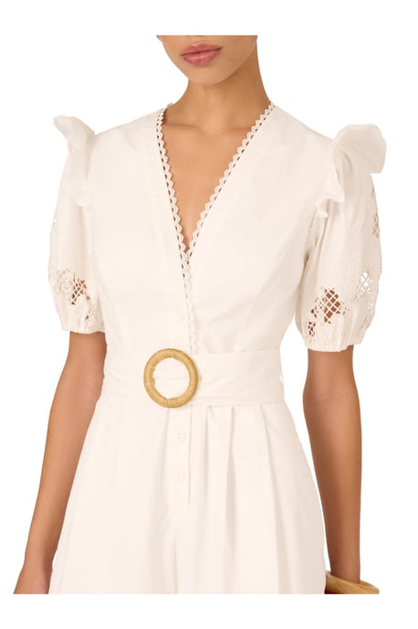 Lasercut Puff Sleeve Romper - Image 4