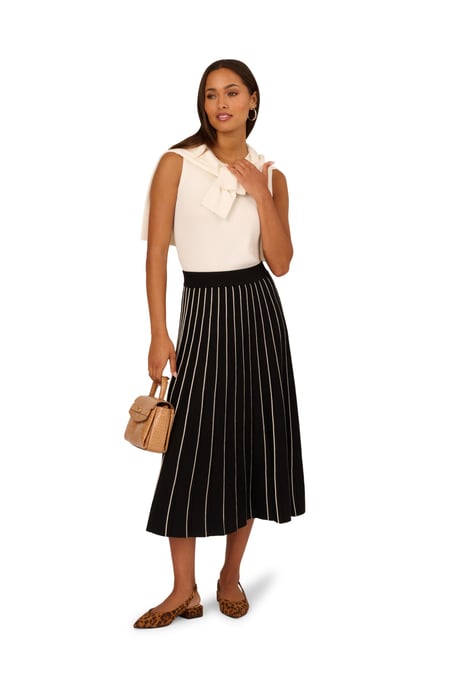 Pleated Pinstripe Skirt - Image 1