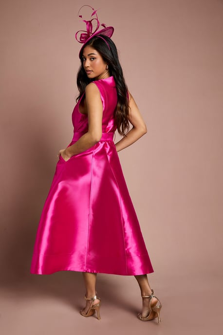 Petite Button Through Belted Prom Dress - Image 3