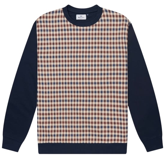 Aquascutum Active Club Check Crewneck Navy - Image 1