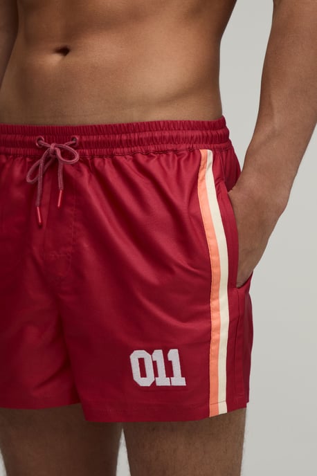 Side Stripe Panelled Applique Short Length Swim Short - Image 3