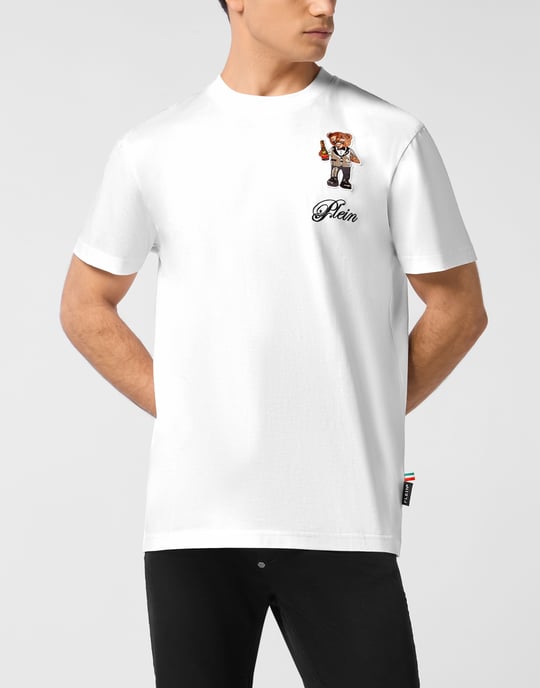 T-shirt med rund hals och teddymönster - Image 2