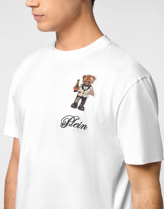 T-shirt med rund hals och teddymönster - Image 3
