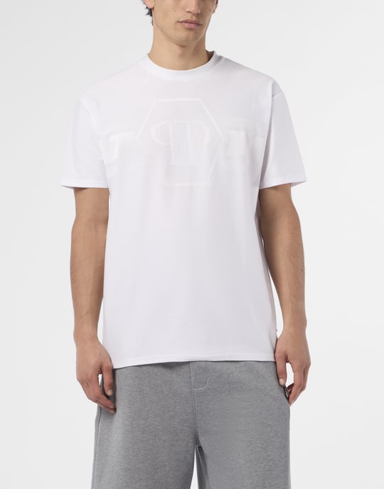 Round Neck T-Shirt Jacquard Hexagon Line - Image 2