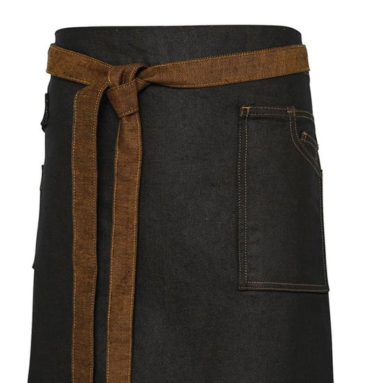 Premier Division Gewaxt Denim Taille Schort (Zwart/Tan) - Image 2