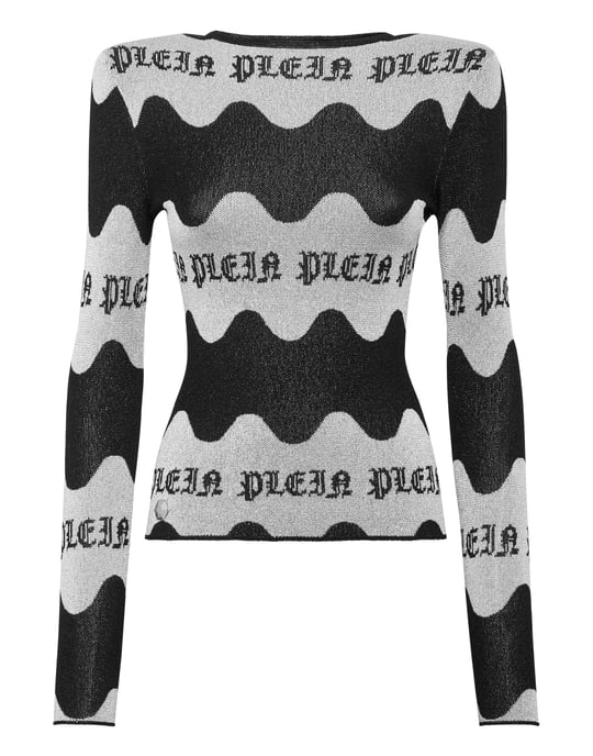 Jacquard Lurex Vadderad Axeltopp Vågor - Image 1