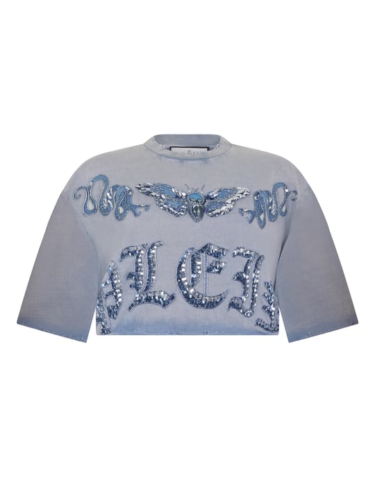 Cropped T-Shirt Butterfly Tattoo - Image 1
