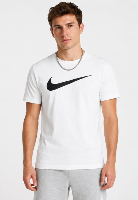 Nike Mens Tracksuit Icon Swoosh T Shirt Icon Swoosh Shorts Set in White/Grey - Image 3