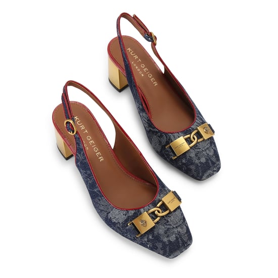 Kurt Geiger London Denim Kingsley Block Sling Heels - Image 2