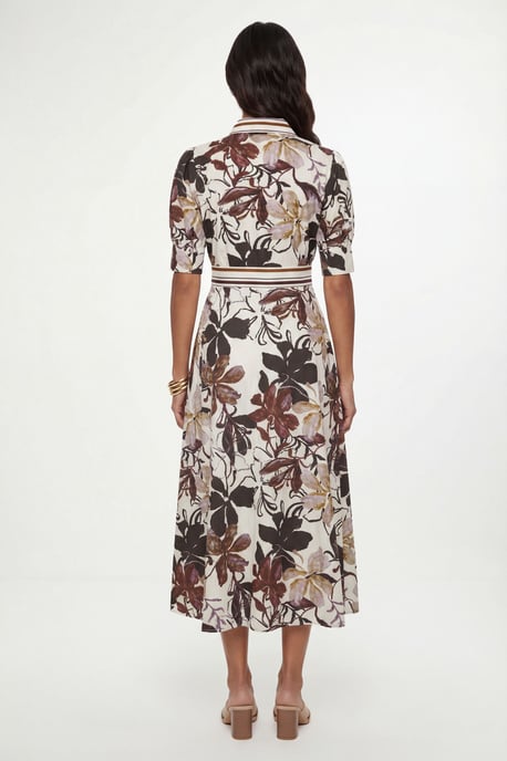 Floral Print Button Midi Shirt Dress - Image 2