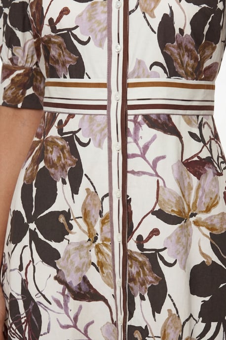 Floral Print Button Midi Shirt Dress - Image 3