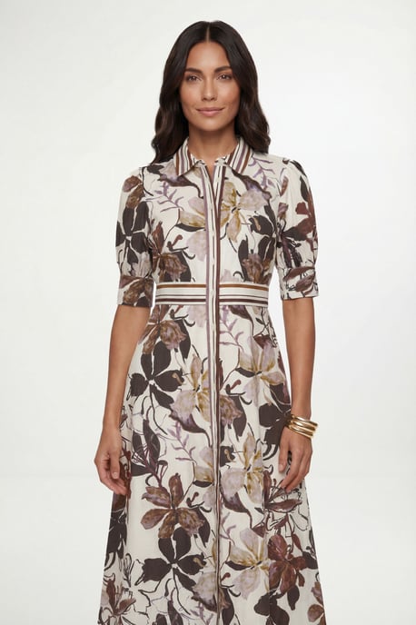 Floral Print Button Midi Shirt Dress - Image 4