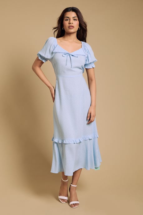Petite Lace Trim Collar Detail Midi Dress - Image 1