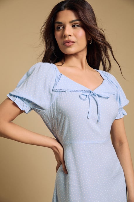 Petite Lace Trim Collar Detail Midi Dress - Image 4