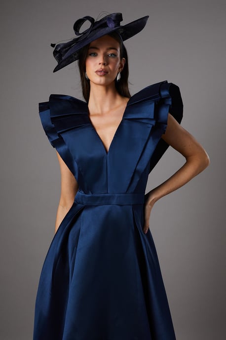 Frill Sleeve V Neck Midi Dress - Image 2
