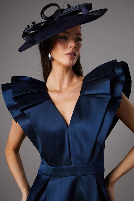 Frill Sleeve V Neck Midi Dress - Image 3