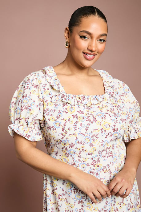 Curve Ruffle Neckline Frill Sleeve Tiered Midi Dress - Image 4