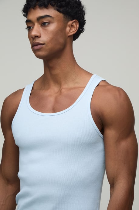 Basic Muscle Fit Ribbed Vest - Image 3