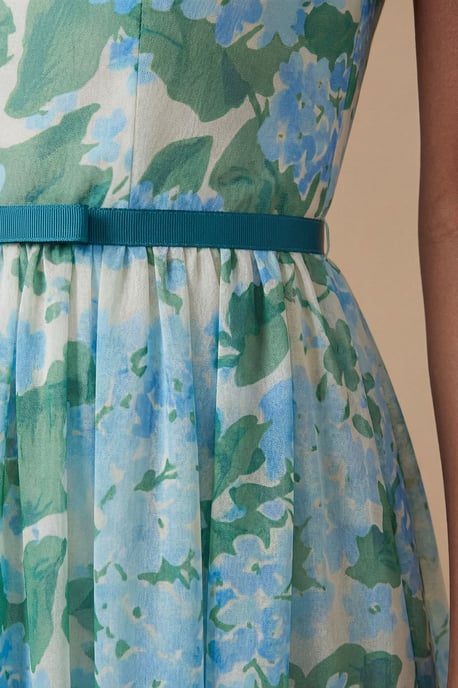 Cap Sleeve Hydrangea Mesh Maxi Dress - Image 3