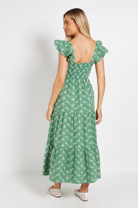 Twist Front Tiered Detail Embroidered Maxi Dress - Image 3