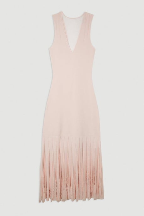 viscose blend knit sheer skirt maxi dress Fashion