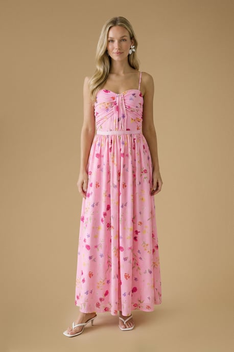 Wildflower Mesh Bandeau Maxi Dress - Image 1