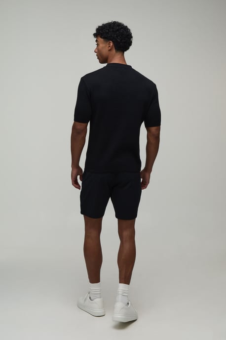 Muscle Fit Cotton Blend 1/4 Zip Knitted Polo - Image 2