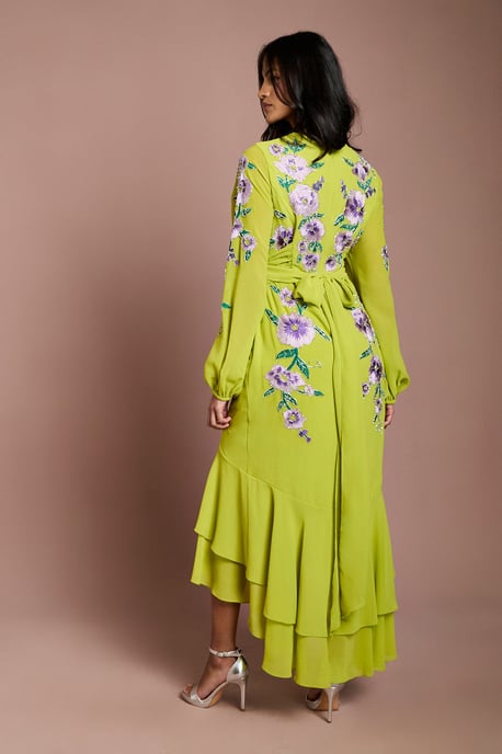 Petite Sequin Embellished And Embroidered Hi-Lo Maxi Dress - Image 3